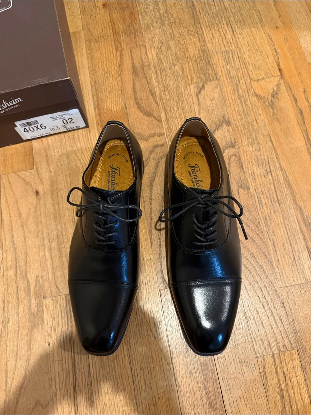 Florsheim Black Cap-Toe Lace-Up Oxfords